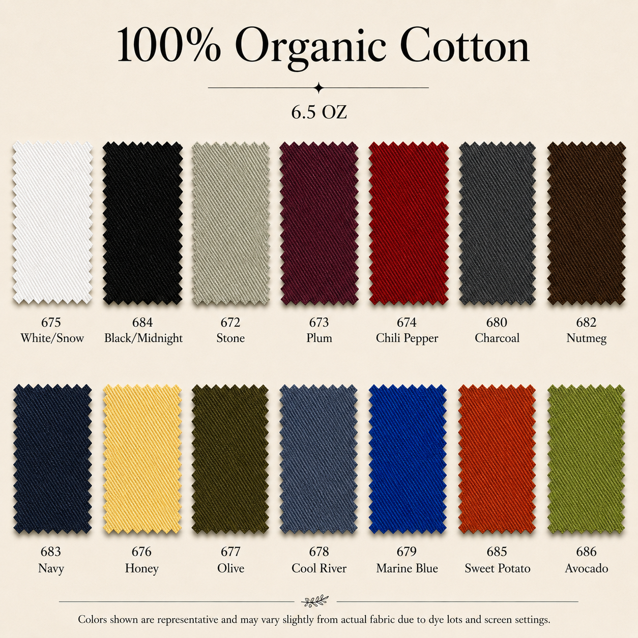 100% Organic Cotton Swatch Card