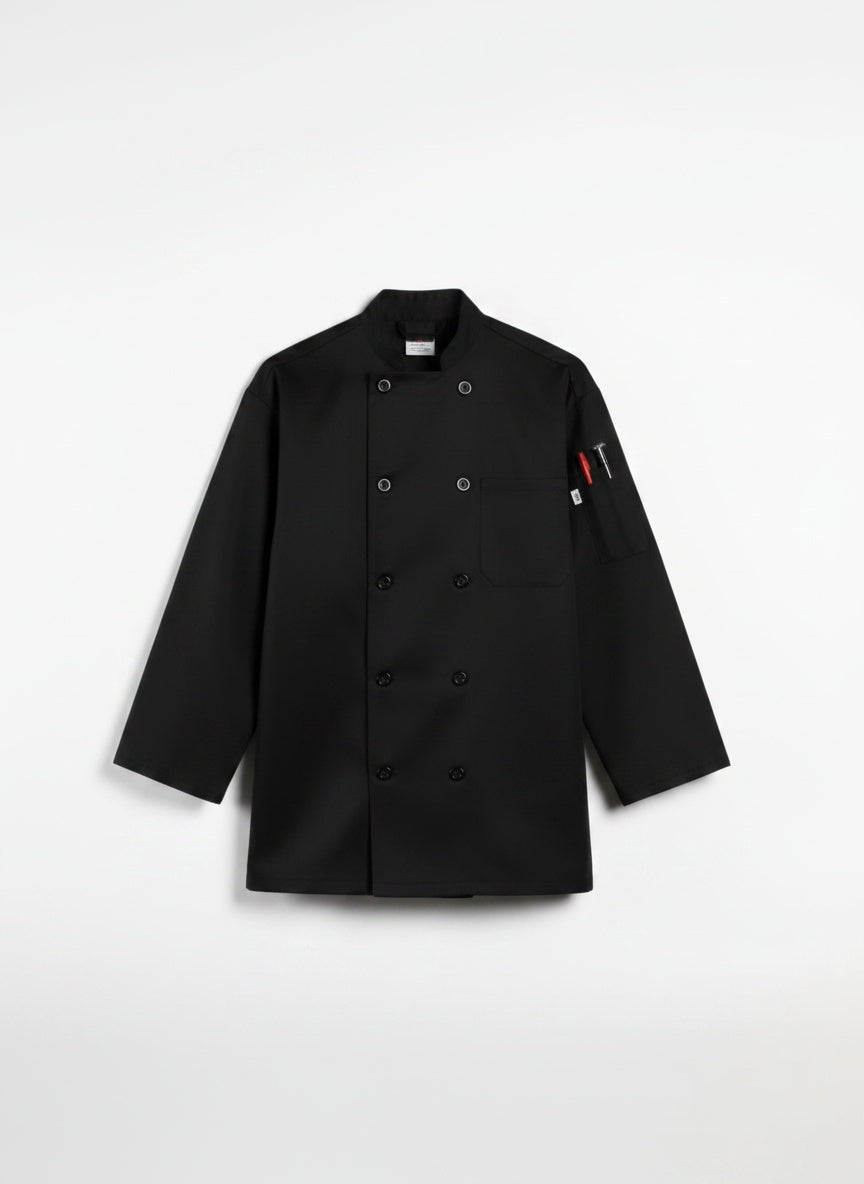 3/4 Sleeve Chef Coat Black Flat