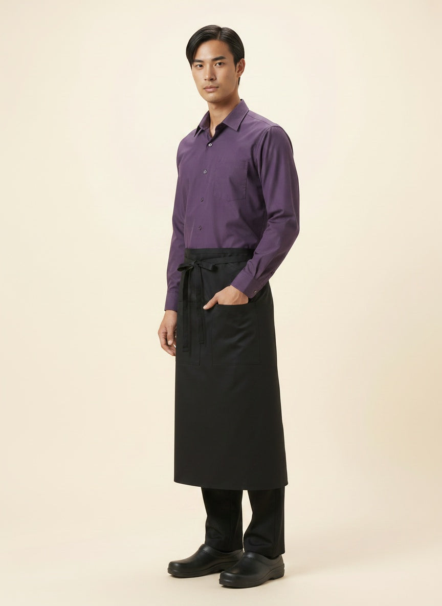 Black Bistro Apron with Front Pockets & Pencil Divide Front2