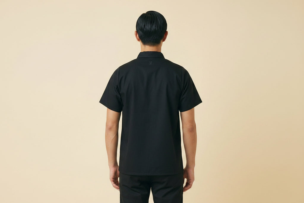 Black Cook Shirt With Snaps Back