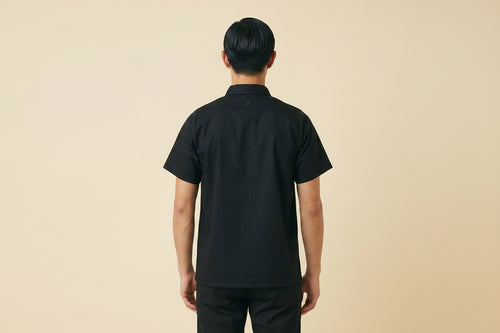 Black Cook Shirt With Snaps Back