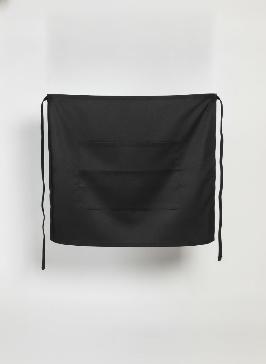 Black Half Bistro Apron with Pockets Flat
