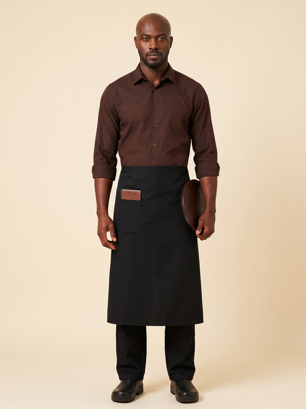 Black Inset Pocket Bistro Apron Front