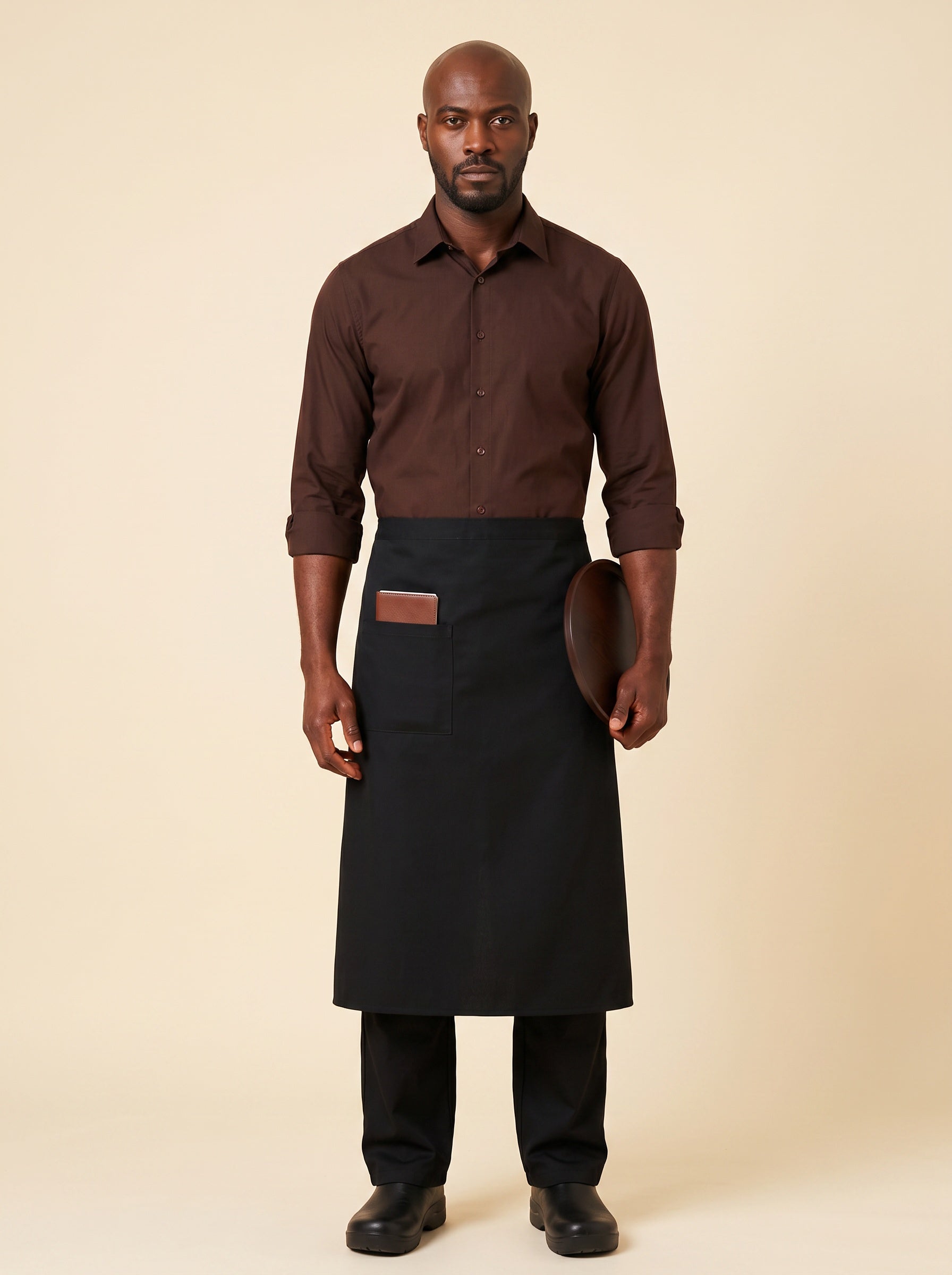 Black Inset Pocket Bistro Apron Front