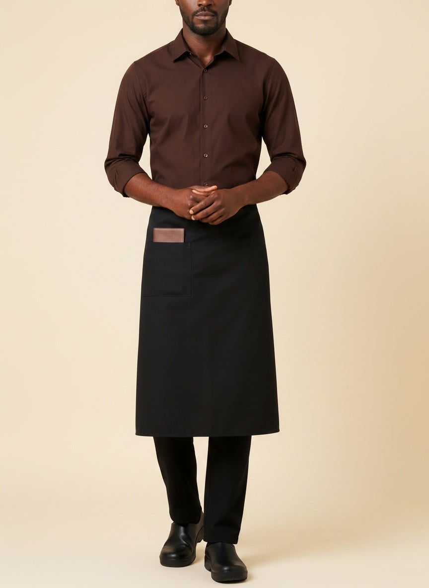 Black Inset Pocket Bistro Apron Front 3
