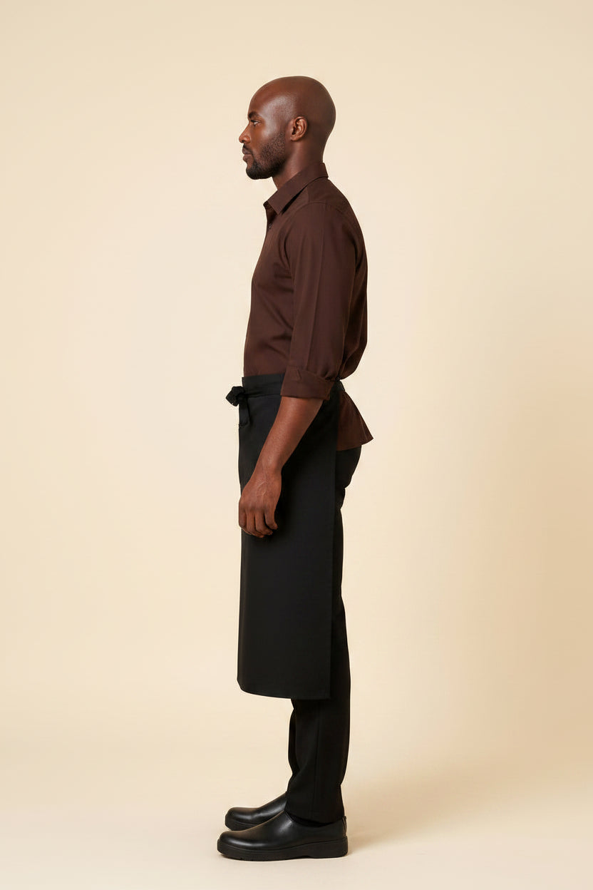Black Inset Pocket Bistro Apron Side