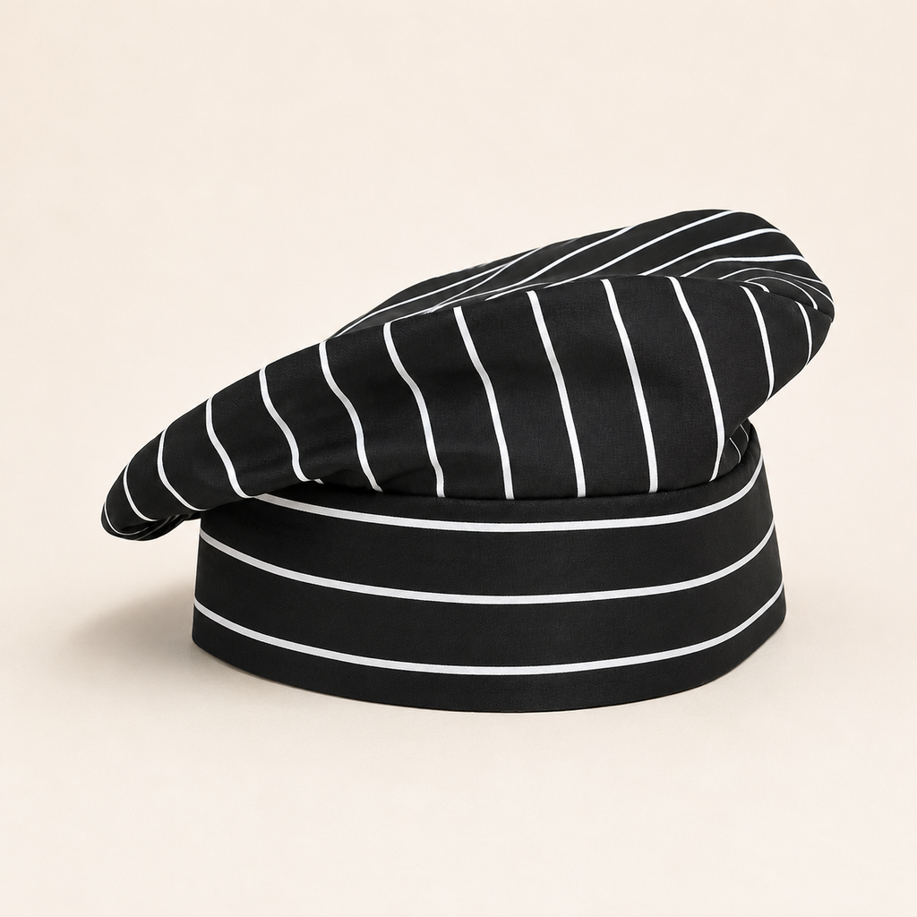 Black White Stripe Petite Beret Chef Hat Made in Chicago