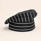 Black White Stripe Petite Beret Chef Hat Made in Chicago