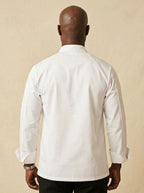 Classic Knot Chef Coat White Back View