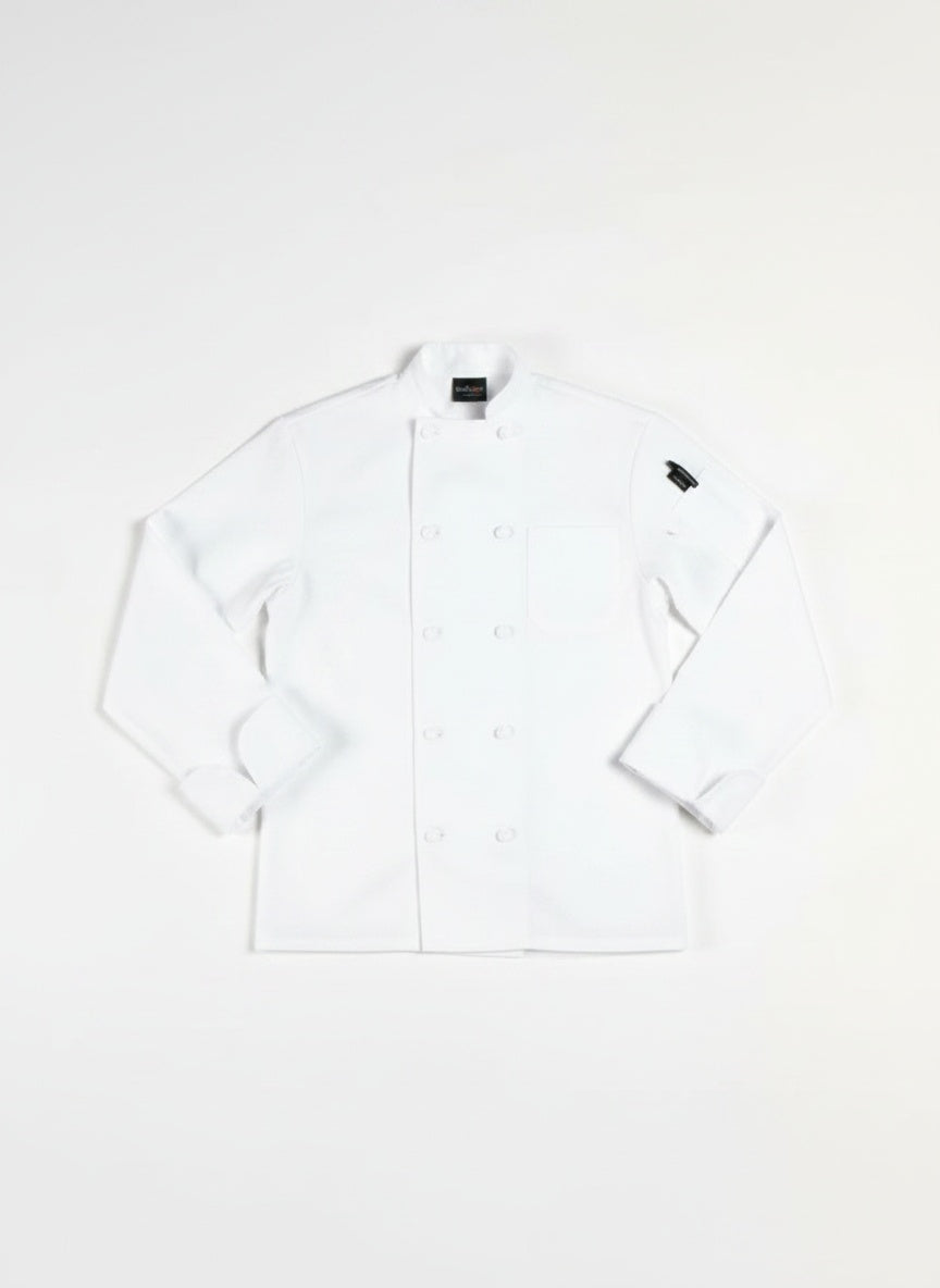 Classic Knot Chef Coat White Flat Lay