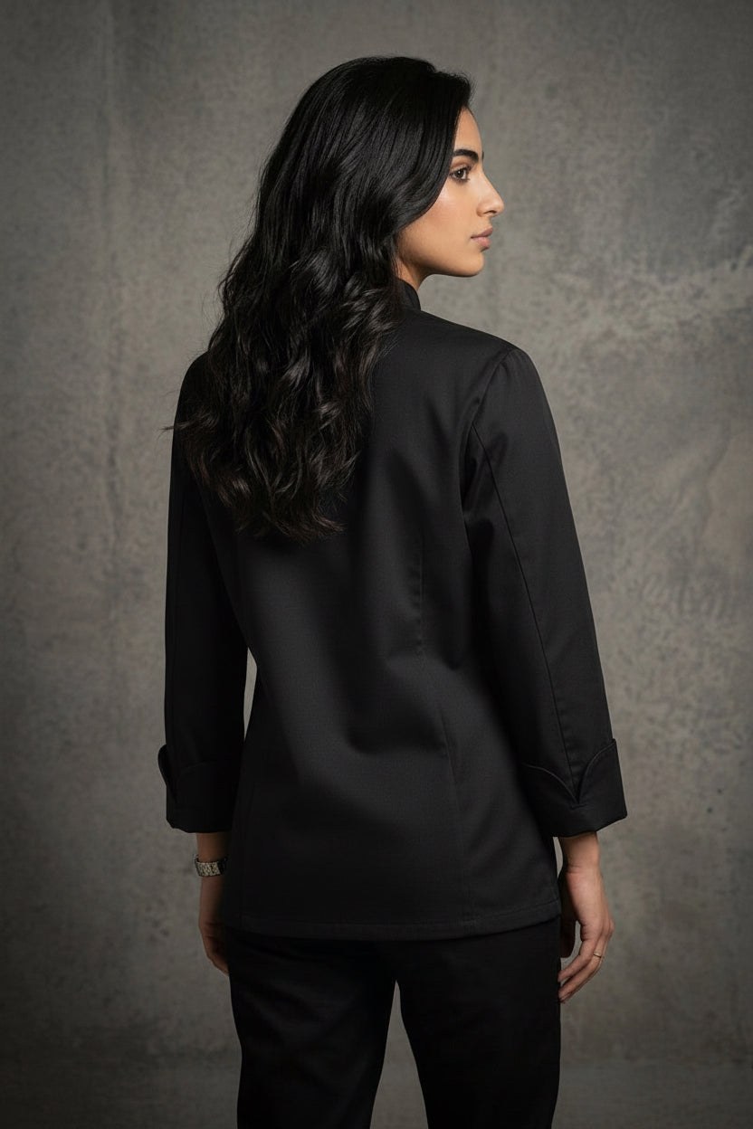 Classic Poplin Chef Coat Black