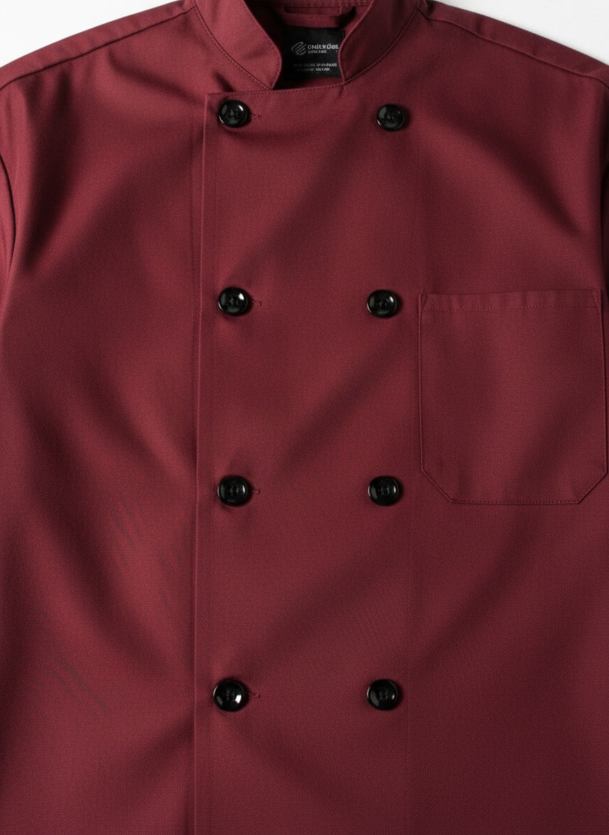 Classic Poplin Chef Coat Burgundy 
