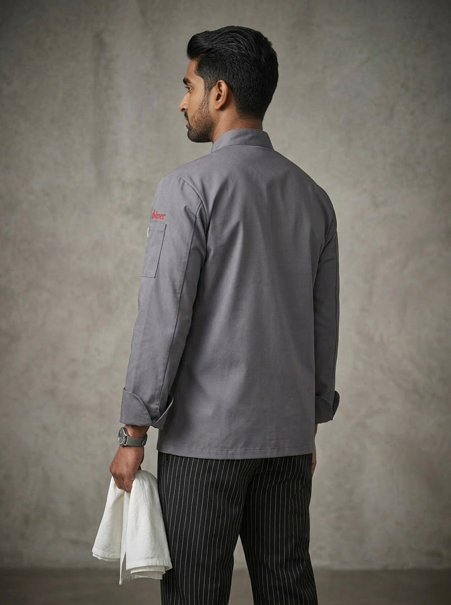 Classic Poplin Chef Coat Grey