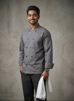 Classic Poplin Chef Coat Grey 1