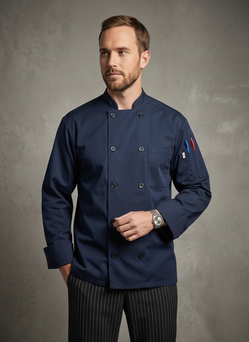 Classic Poplin Chef Coat Navy
