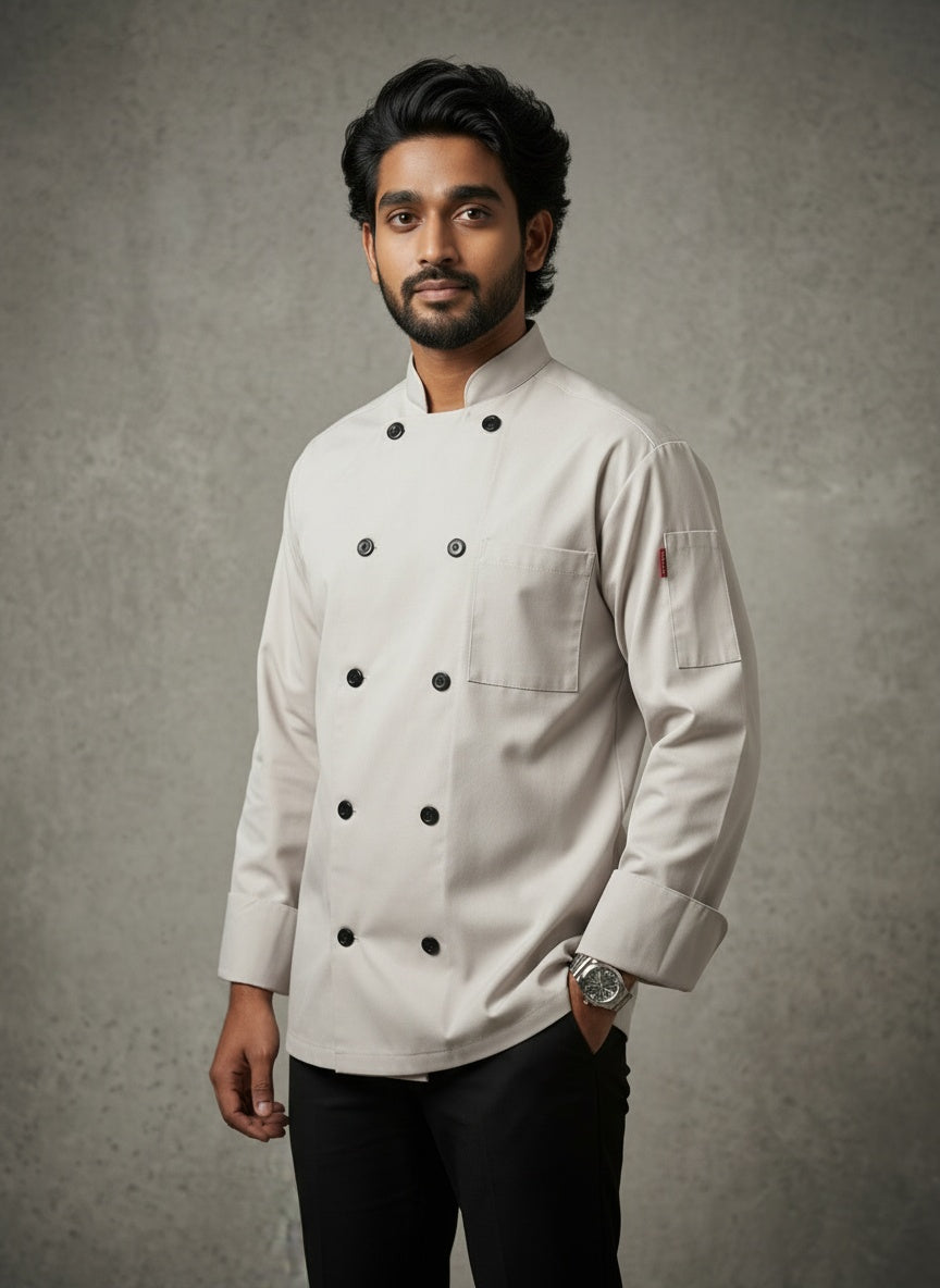 Classic Poplin Chef Coat Stone