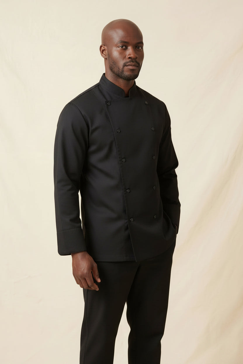 Corded Chef Coat Black