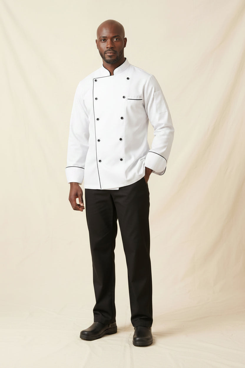 Corded Chef Coat White 