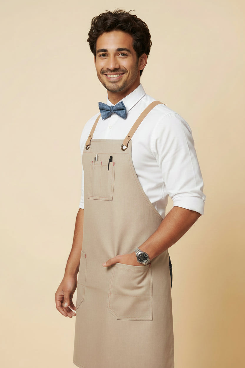 Dearborn Cross-back Bib Apron Hunter Stone Trim Stone