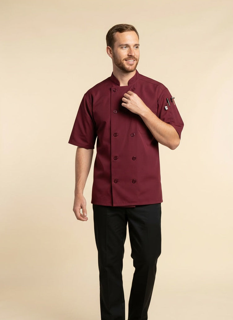 Delray Pro Vent Chef Coat Burgundy