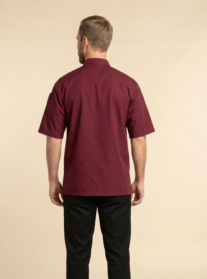 Delray Pro Vent Chef Coat Burgundy 1