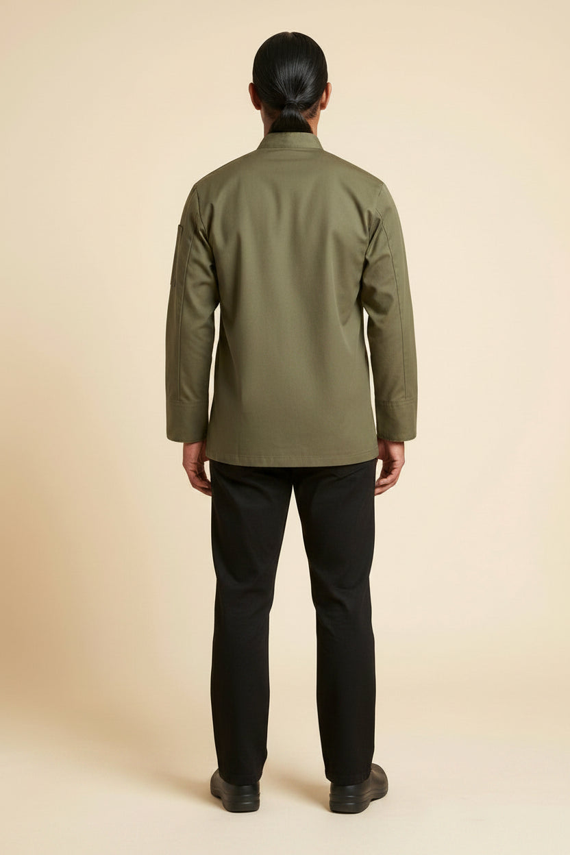 Orleans Chef Coat Olive Back