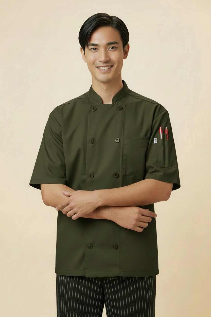 South_Beach_Short_Sleeve_Chef_Coat-Olive