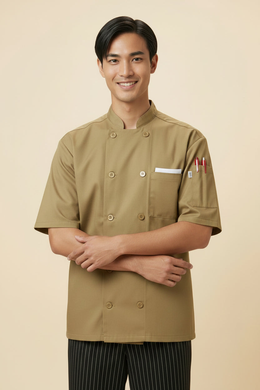 South Beach Short Sleeve Chef Coat-Stone