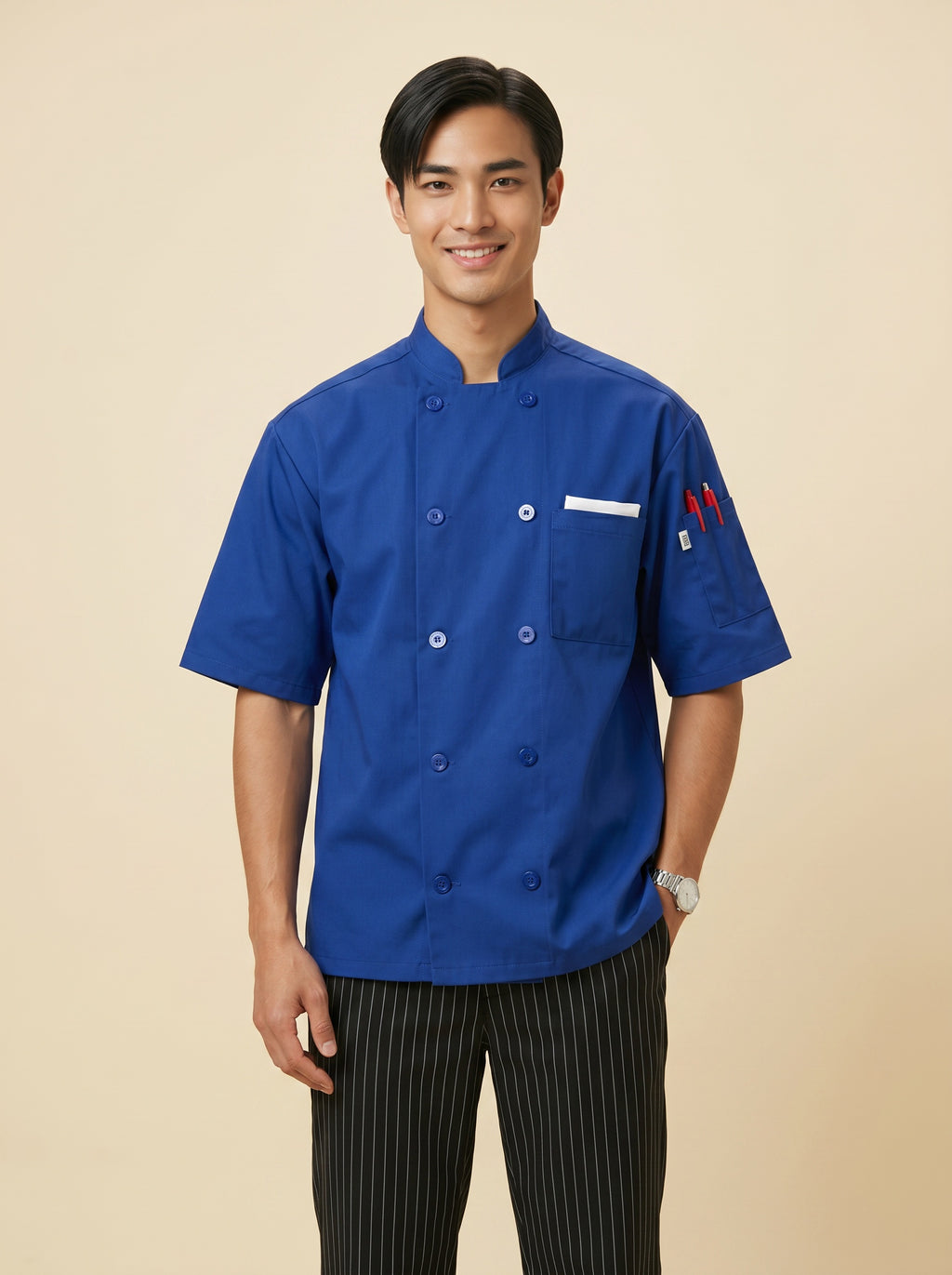 South Beach Short Sleeve Chef Coat-Royal