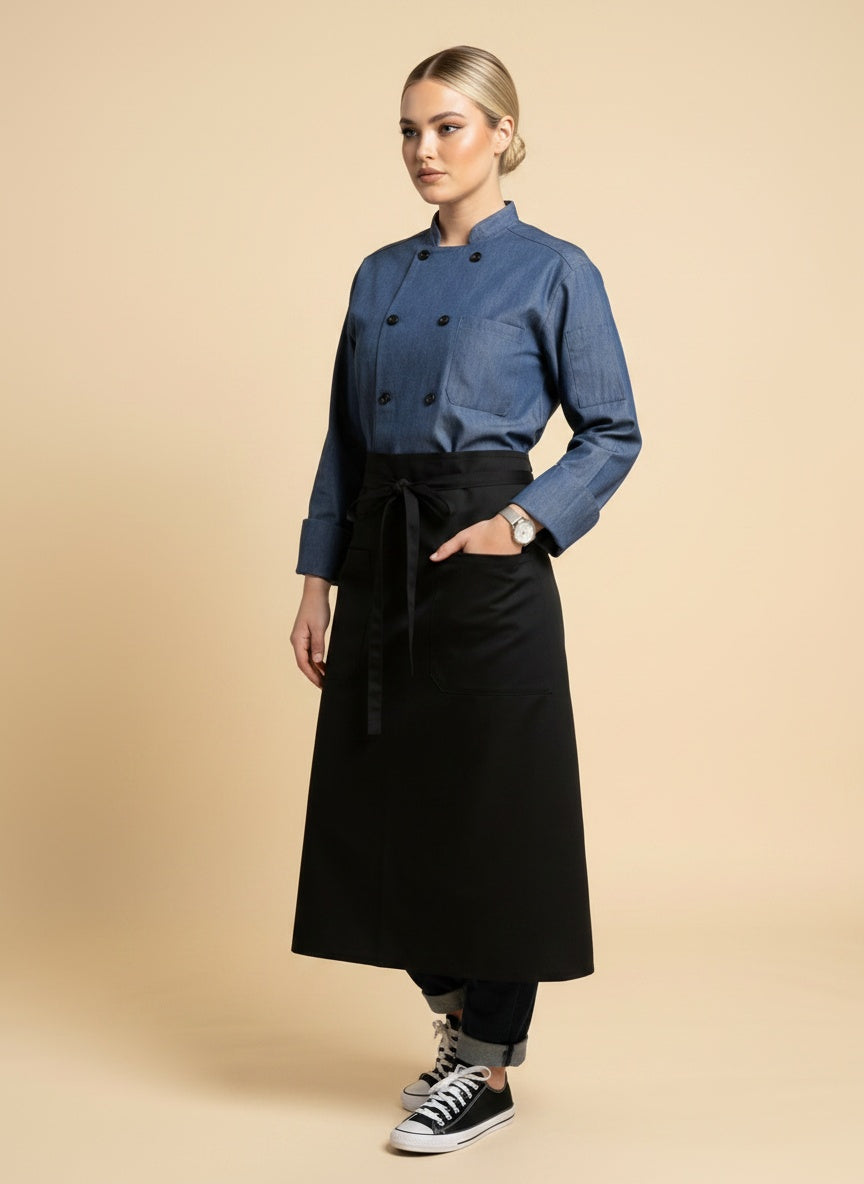 Standard Bistro Apron with 2 Patch Packets UC3012 Black 1