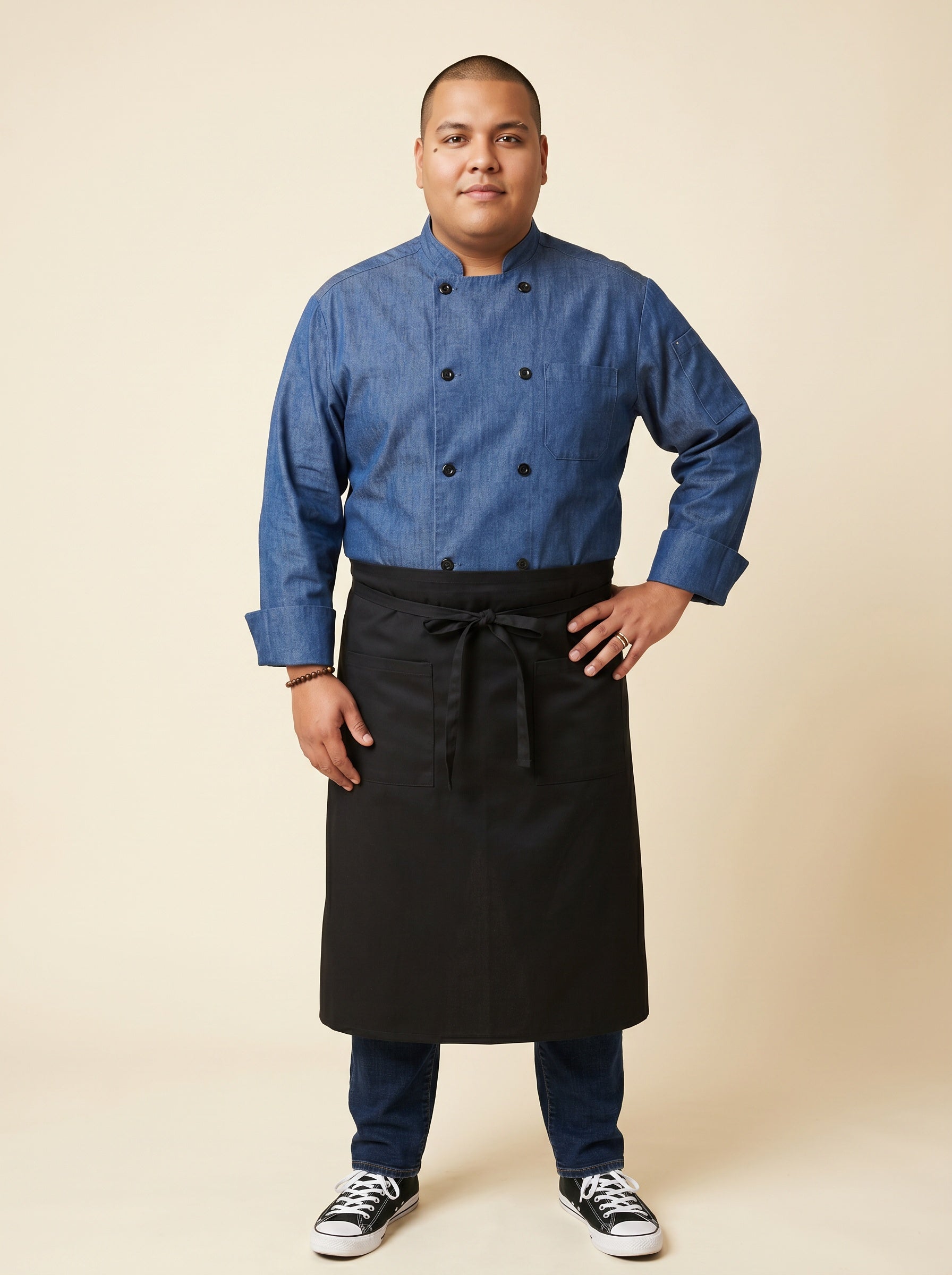 Standard Bistro Apron with 2 Patch Packets UC3012 Black 5