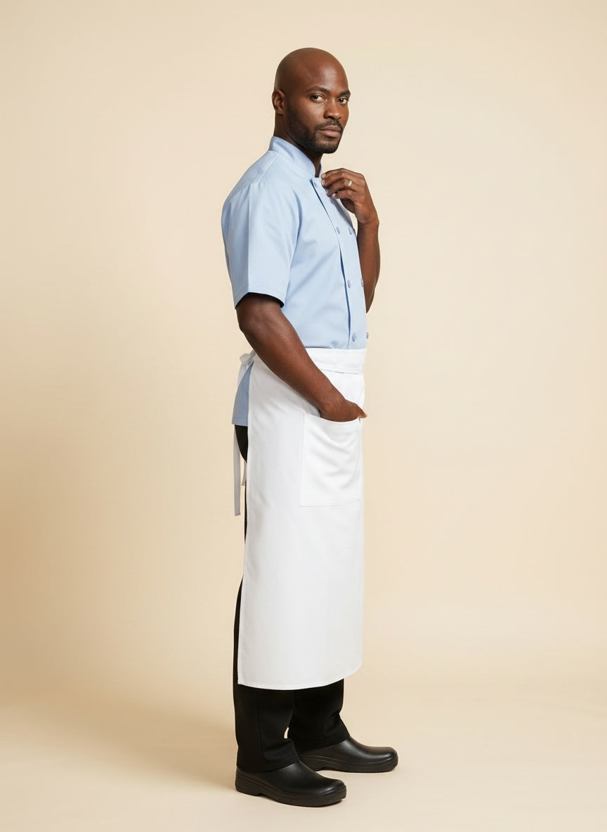 Standard Bistro Apron with Concealed Pocket UC3966 White 2