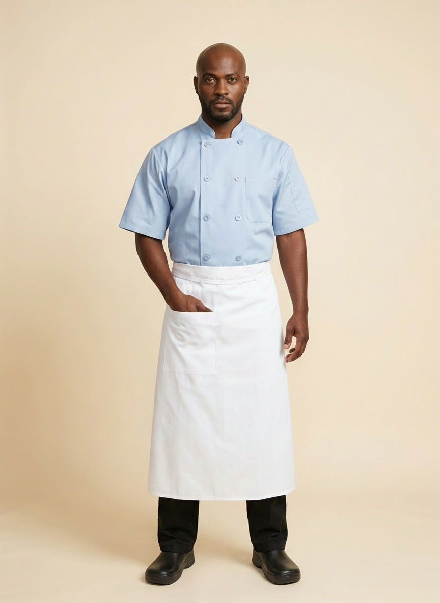 Standard Bistro Apron with Concealed Pocket UC3966 White 3