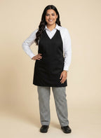 Standard V-Neck Apron with Split Pocket – UC3005 Black 2