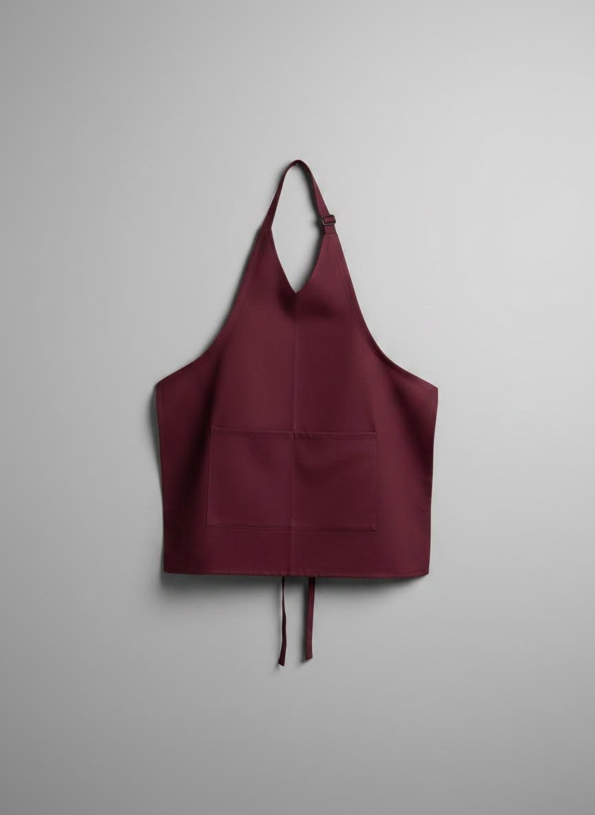 Standard V-Neck Apron with Split Pocket – UC3005 Burgundy 