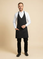 Standard V-Neck Apron with Split Pocket – UC3005 Pinstripe 2