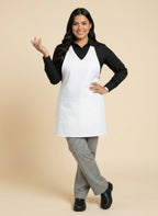 Standard V-Neck Apron with Split Pocket – UC3005 White