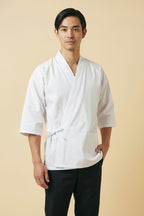 Sushi Chef Coat in White Front 3
