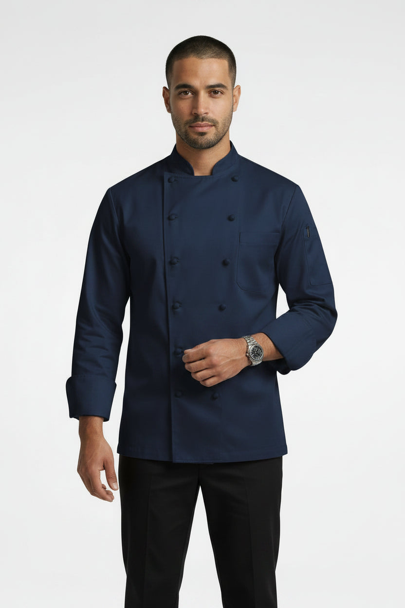 Traditional Chef Coat BYO Navy 2