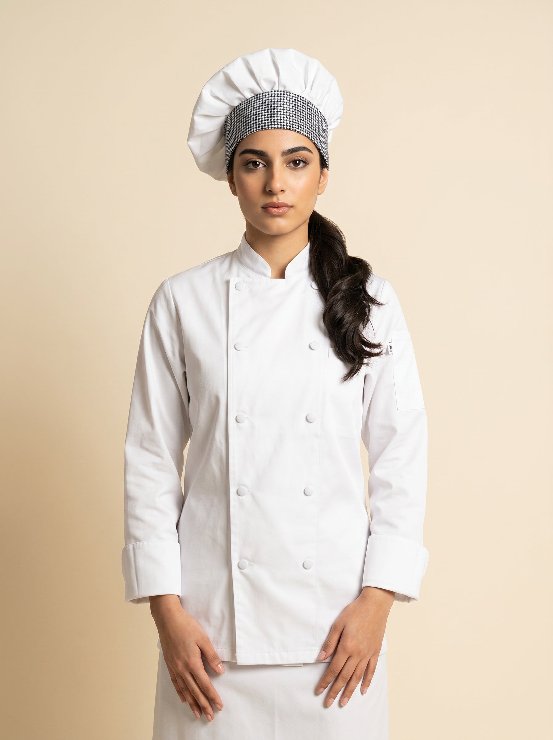 Twill Chef Hat White-Houndstooth