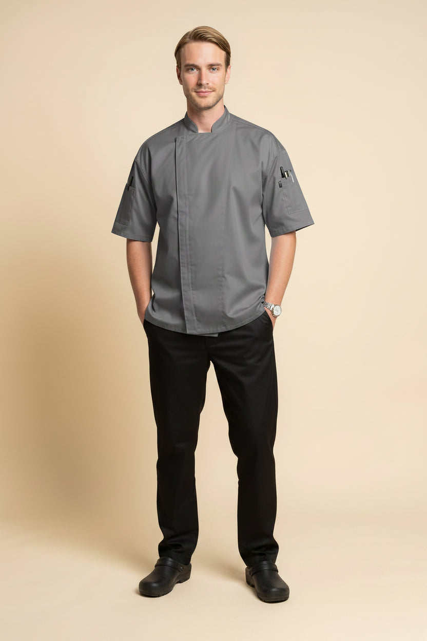 Venture Pro Vent Short Sleeve Chef Coat_1481_Grey