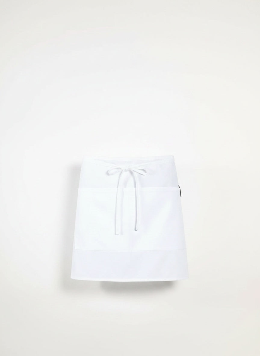 White Half Bistro Apron with Pockets Flat