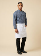 White Half Bistro Apron with Pockets Front 2