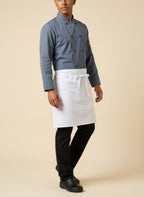 White Half Bistro Apron with Pockets Front 3